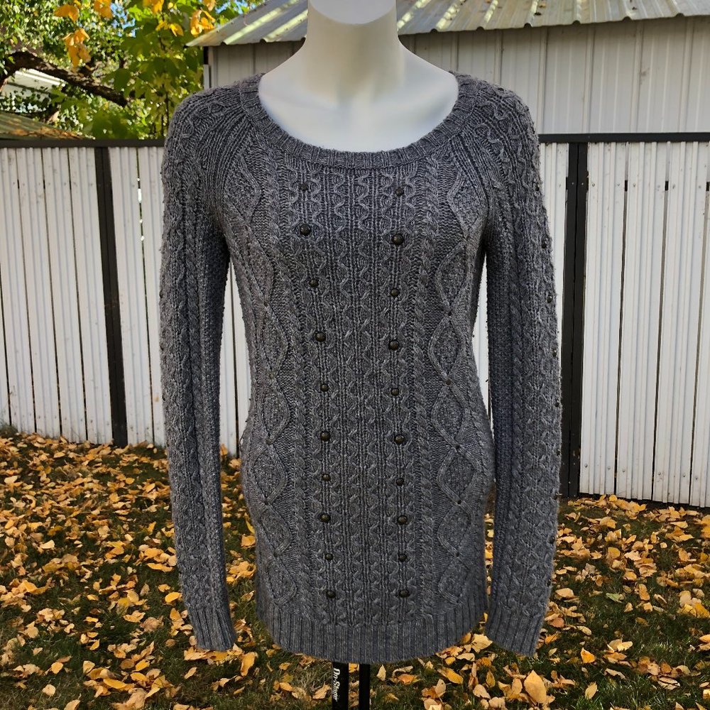 Grey Cable-Knit Sweater